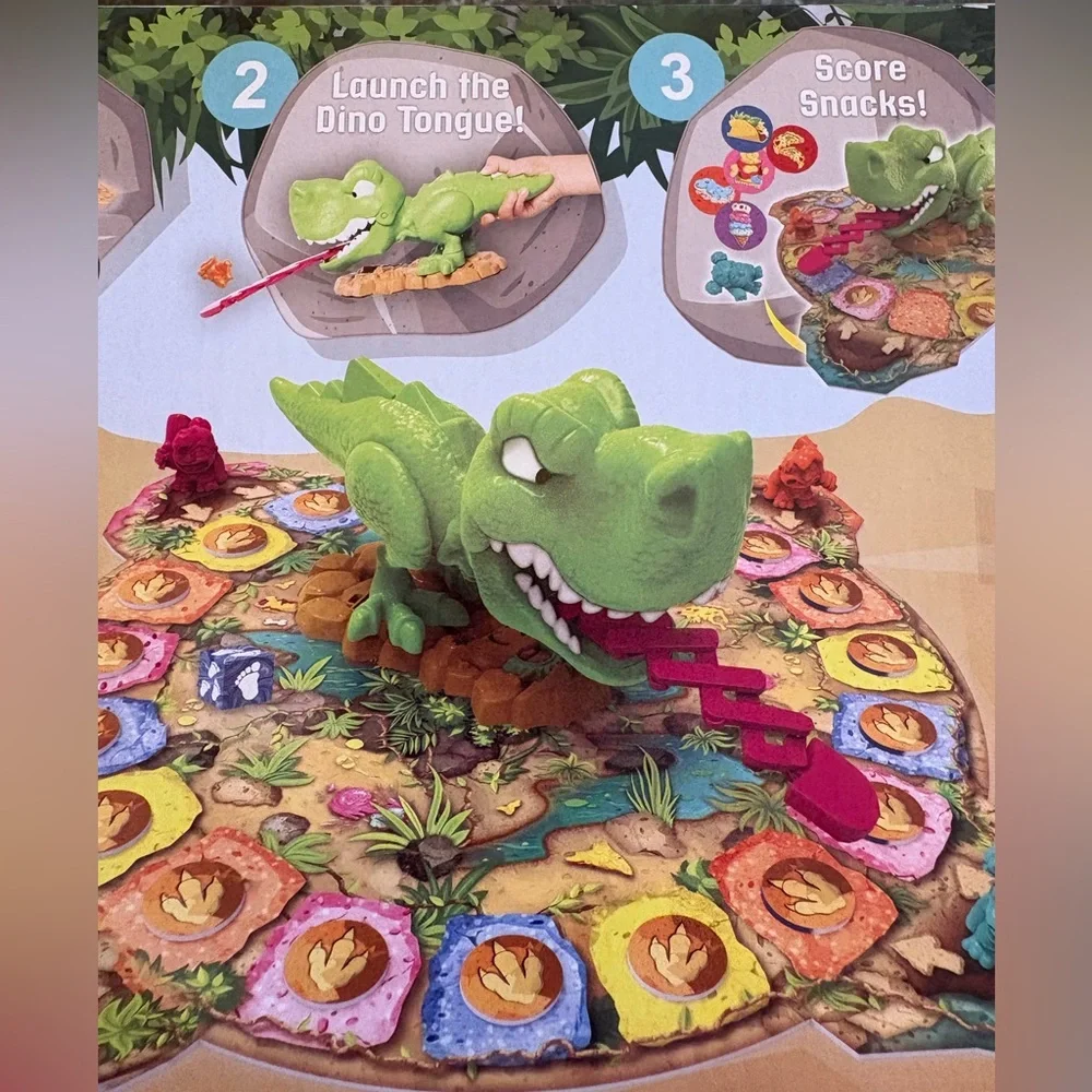 Snack-O-Saurus Rex NWT Kids Game – Green Dino with Pink Tongue. Better run!